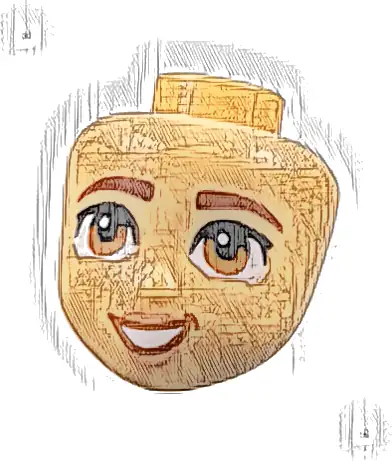 Mini Doll, Head Friends with Reddish Brown Eyebrows, Dark Orange Eyes, Nougat Lips, and Open Mouth Smile with Teeth Pattern