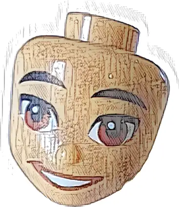 Mini Doll, Head Friends Male with Black Eyebrows, Reddish Brown Eyes, and Open Mouth Smile with Teeth Pattern