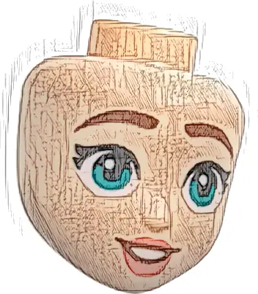 Mini Doll, Head Friends with Reddish Brown Eyebrows, Dark Turquoise Eyes, Coral Lips, and Open Mouth Smile with Teeth Pattern