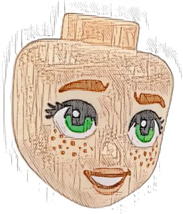 Mini Doll, Head Friends with Dark Orange Eyebrows, Green Eyes, Nougat Lips and Freckles, and Open Mouth Smile with Teeth Pattern
