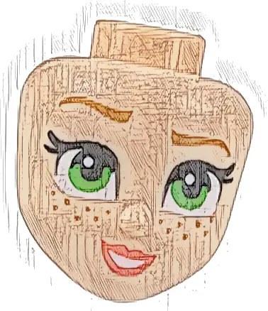 Mini Doll, Head Friends with Medium Nougat Eyebrows and Freckles, Green Eyes, Coral Lips, and Open Mouth Smile with Teeth Pattern