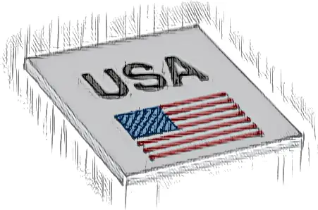 Tile 6 x 6 with Bottom Tubes with 'USA' and United States Flag Pattern