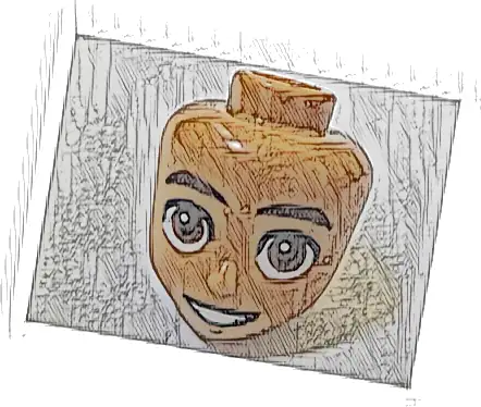 Mini Doll, Head Friends Male with Thick Dark Brown Eyebrows, Reddish Brown Eyes and Open Mouth with White Teeth Pattern