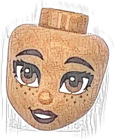 Mini Doll, Head Friends with Dark Brown Eyebrows, Medium Brown Eyes and Freckles, Dark Red Lips, Open Mouth Smile with Teeth Pattern