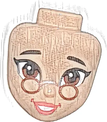 Mini Doll, Head Friends with Dark Brown Eyebrows, Reddish Brown Eyes, Copper Glasses, Coral Lips, Open Mouth Smile with Teeth Pattern