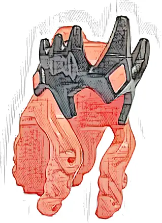 Minifigure, Hair Long Wavy with Bun with Molded Black Crown, Band and Wings Pattern