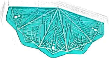 Plastic Dark Turquoise Conical Roof with Silver Geometric Triangles Pattern
