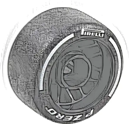 Wheel 24 x 13.4 with Pin Hole with Molded Black Hard Rubber Tire and Printed White 'PIRELLI', 'P ZERO' and Arcs Pattern