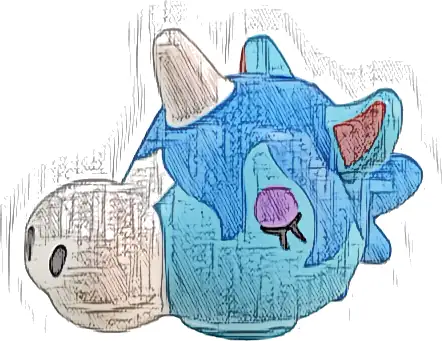 Część LEGO® 105202pb01 Minifigurka, głowa zmodyfikowana jednorożec szeroki z odlewanymi ciemnoazjatyckimi włosami, białym nosem i rogiem oraz nadrukowanymi koralowymi wewnętrznymi uszami, czarnymi nozdrzami i średniolawendowymi powiekami / oczami, wzór