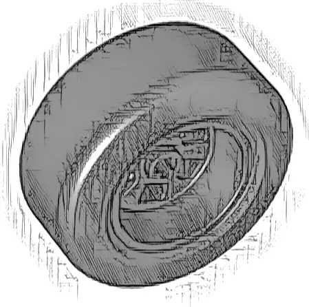 Wheel 50 x 22 with Axle Hole and 6 Holes with Molded Black Hard Rubber Tire Pattern