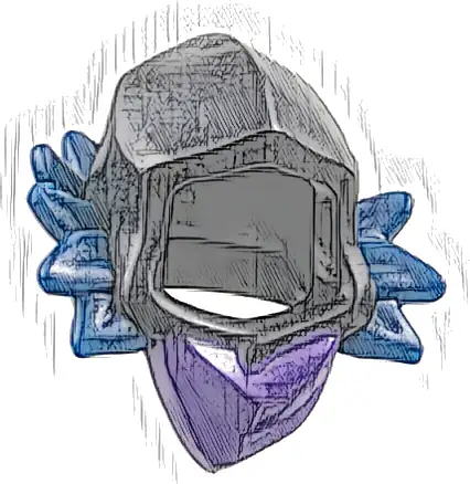 Minifigure, Headgear Hood with Molded Dark Blue Spiked Collar and Printed Dark Purple Scarf Pattern