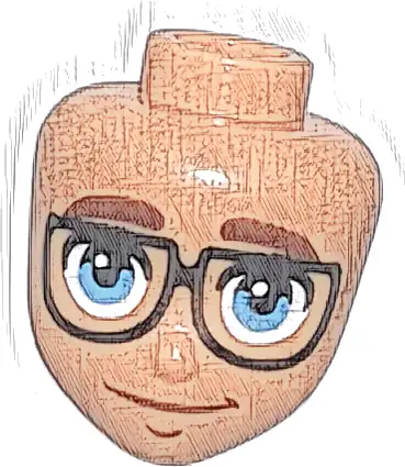 Część LEGO® 105802 Mini laleczka, głowa Friends z rdzawobrązowymi grubymi brwiami, niebieskimi oczami, czarnymi okularami i zamkniętymi ustami z lekkim uśmiechem (wzór)