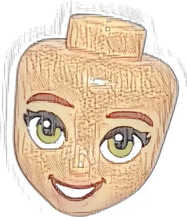 Mini Doll, Head Friends with Reddish Brown Eyebrows, Olive Green Eyes, Nougat Lips, and Open Mouth Smile with White Teeth Pattern