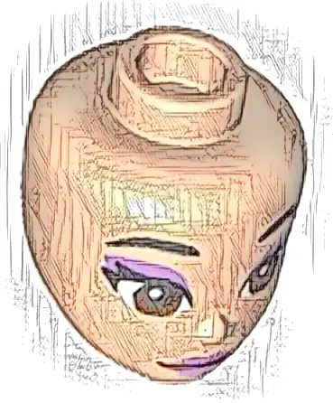 Mini Doll, Head Friends with Black Eyebrows, Reddish Brown Eyes, Medium Lavender Eye Shadow and Lips Pattern