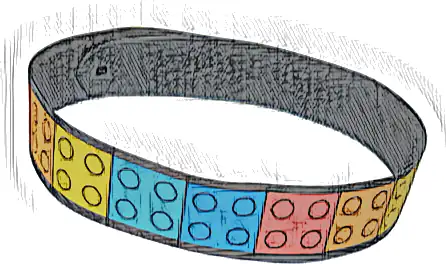 Cloth Camera Strap with 2 Holes and Red, Orange, Yellow, Medium Azure, and Dark Azure 2 x 2 Plates Pattern