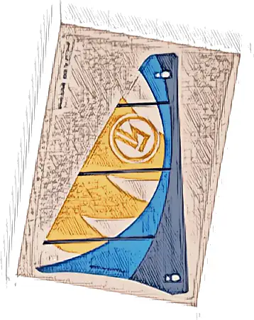 Plastic Sail with Dark Blue, Blue and Bright Light Orange Panels Pattern