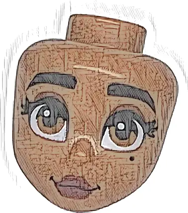 Mini Doll, Head Friends with Black Thick Eyebrows and Eyelashes, Dark Orange Eyes, Reddish Brown Eye Shadow, Beauty Mark, Dark Red Lips, Grin Pattern