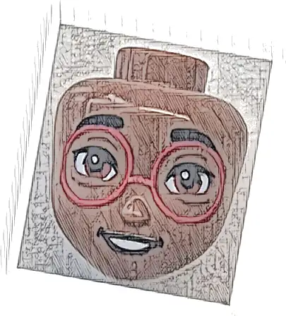 Mini Doll, Head Friends with Black Eyebrows, Reddish Brown Eyes, Glasses with Red Frames, Open Mouth Smile with Teeth Pattern