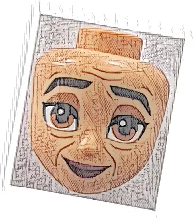 Mini Doll, Head Friends with Black Thick Eyebrows, Dark Orange Eyes, Eye Shadow, and Wrinkles, Dark Red Lips, Grin Pattern