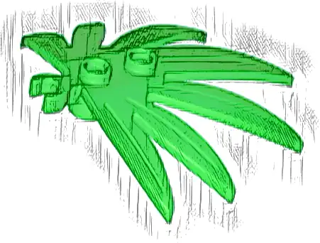 Plant Leaves 6 x 5 Swordleaf with Open O Clip Thick