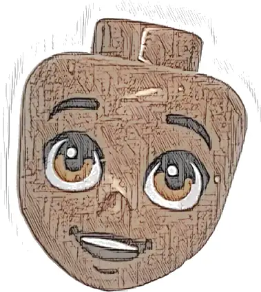 Mini Doll, Head Friends with Black Eyebrows, Large Dark Orange Eyes, Dark Brown Chin Dimple, Open Mouth Smile with Top Teeth Pattern