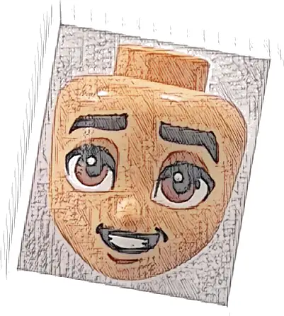 Mini Doll, Head Friends with Black Thick Eyebrows, Reddish Brown Eyes, Dark Orange Eye Shadow, Chin Dimple, Open Mouth Smile with Teeth Pattern