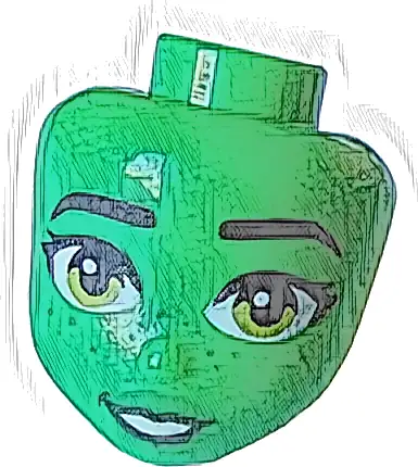 Część LEGO® 109876 Mini lalka, głowa Friends z czarnymi brwiami i rzęsami, limonkowymi oczami, zielonymi ustami i piegami, uśmiech otwartymi ustami z białymi zębami, wzór