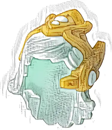 Minifigure, Hair Combo, Hair with Crown, Mid-Length with Molded Pearl Gold Crown Pattern