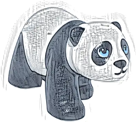Panda, Friends Style with Molded White Head and Body and Printed Black Nose and Eye Patches and Bright Light Blue Eyes Pattern (Lan Lan)