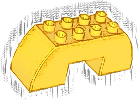 Duplo, Brick 2 x 6 x 2 Slope Curved Double with 2 x 2 Cutout on Bottom