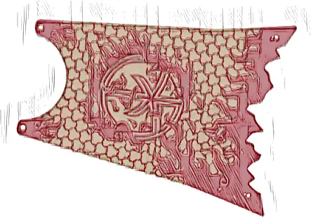 Cloth Cape with 4 Holes and Tattered Edge, Large Buildable Figures with Dark Red Scale Armor Lines, Flames, and Ninjago Logogram Letter K Pattern