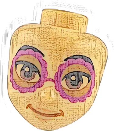 Mini Doll, Head Friends with Black Eyebrows, Reddish Brown Eyes, Magenta Sunglasses with Dark Orange Lenses, Nougat Lips, Closed Mouth Smile Pattern