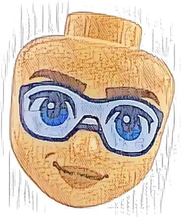 Część LEGO® 112005 Mini lalka, głowa Friends z czerwonobrązowymi brwiami, niebieskimi oczami, ciemnoniebieskimi okularami przeciwsłonecznymi z jasnoniebieskimi szkłami, ciemnopomarańczowymi ustami, uśmiechem zamknięte usta (wzór)