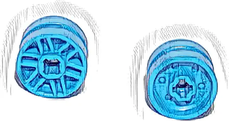 Wheel 14mm D. x 9.9mm with Center Groove, Fake Bolts and 6 Double Spokes