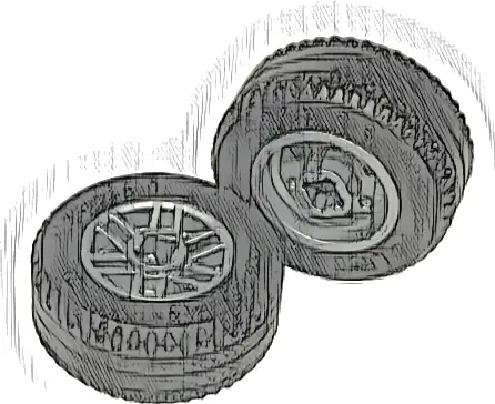 Wheel 14mm D. x 9.9mm with Center Groove, Fake Bolts and 6 Double Spokes with Black Tire 24 X 9.9 (11208 / 5033)