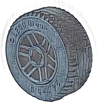 Część LEGO® 11208c02 Koło 14mm śr. x 9.9mm z rowkiem centralnym, imitacją śrub i 6 podwójnymi szprychami z czarną oponą 24 x 9.9 (11208 / 5033)