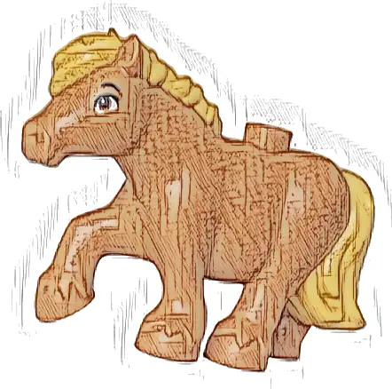 Horse, Friends Style, Pony with Molded Ochre Yellow Mane and Tail and Printed Black Eyebrow and Eyelash, White Eye Pattern (Cinnamon)