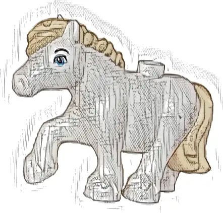 Horse, Friends Style, Pony with Molded Tan Mane and Tail and Printed Black Eyebrow and Eyelash, Medium Azure Eye Pattern (Bramble)