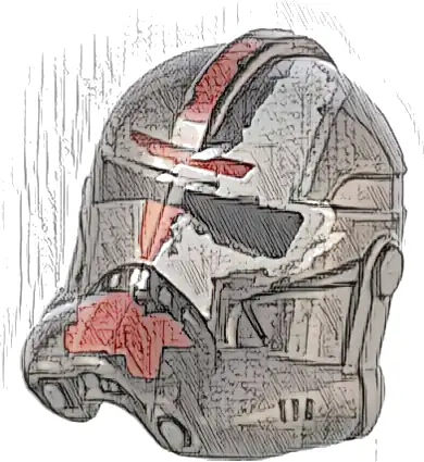 Minifigure, Headgear Helmet SW Clone Trooper (Phase 2) with Dark Red and White Worn Paint Markings Pattern (Hunter)