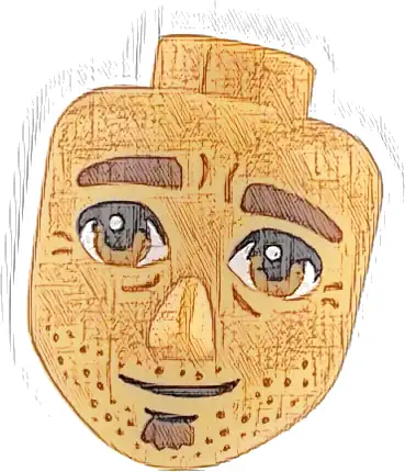 Część LEGO® 112389 Mini lalka, głowa Friends mężczyzna duża z grubymi czerwonobrązowymi brwiami i kozią bródką, ciemnopomarańczowymi oczami, zarostem i zmarszczkami, uśmiechnięte usta asymetryczne (wzór)