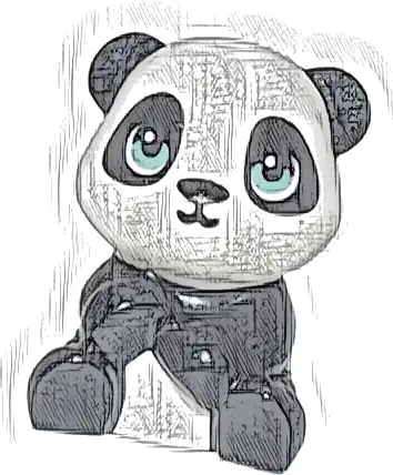 Panda, Friends Style, Baby Cub, Sitting with Molded White Head and Body and Printed Black Nose and Eye Patches and Sand Green Eyes Pattern (Qui Qui)
