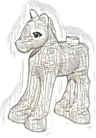 Horse, Friends, Foal with Dark Orange Eyes and 2 Black Eyelashes Pattern