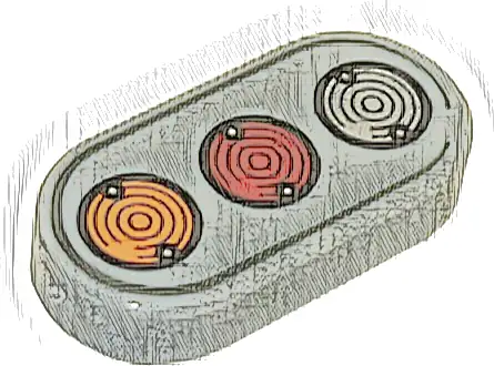 Tile, Round 1 x 2 Oval with Orange, Red, and Silver Lights Pattern