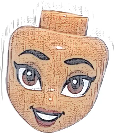 Mini Doll, Head Friends with Black Eyebrows, Dark Tan Eye Shadow, Reddish Brown Eyes, Dark Red Lips, Open Mouth Smile with Teeth Pattern