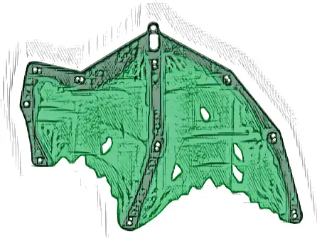 Cloth Wing Dragon Left, Tattered with Dark Green Bones, Green Scales and Trim Pattern