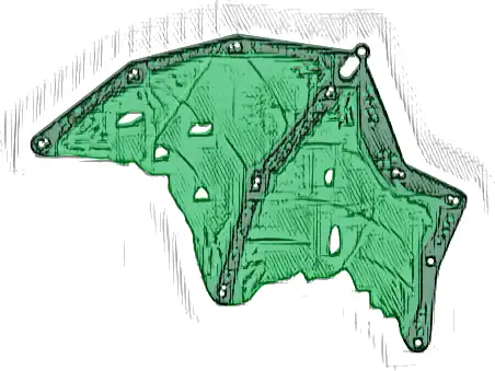 Cloth Wing Dragon Right, Tattered with Dark Green Bones, Green Scales and Trim Pattern