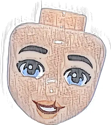 Część LEGO® 113539 Mini lalka, głowa Friends z czarnymi brwiami, jasnoniebieskimi oczami, nugatowymi ustami i czerwonobrązowym uśmiechem z otwartymi ustami i rozszczepioną wargą (wzór)