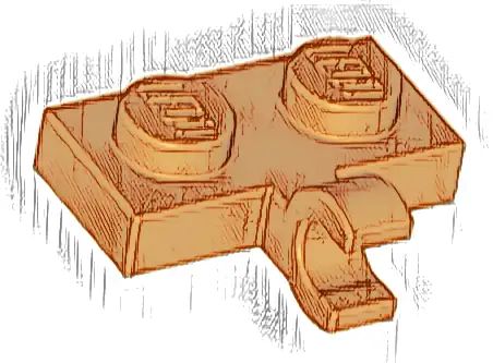 Plate, Modified 1 x 2 with Clip on Side (Horizontal Grip)