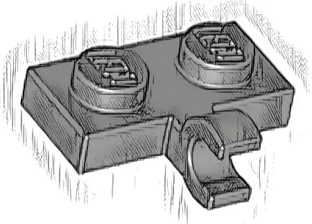 Plate, Modified 1 x 2 with Clip on Side (Horizontal Grip)
