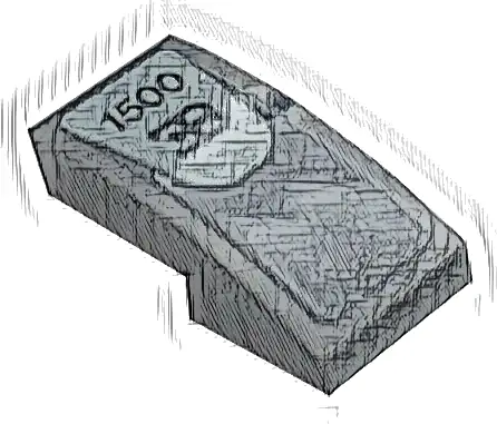 Slope, Curved 2 x 1 x 2/3 with Bugatti Logo and '1500' Pattern (Sticker) - Set 42083